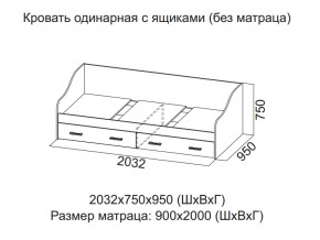 Кровать одинарная с ящиками (Без матраца 0,9*2,0) в Михайловске - mihajlovsk.магазин96.com | фото